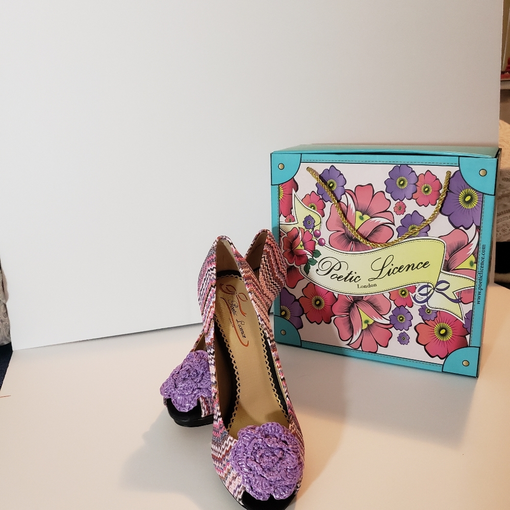 Spring and Summer Purple Flower High Heels